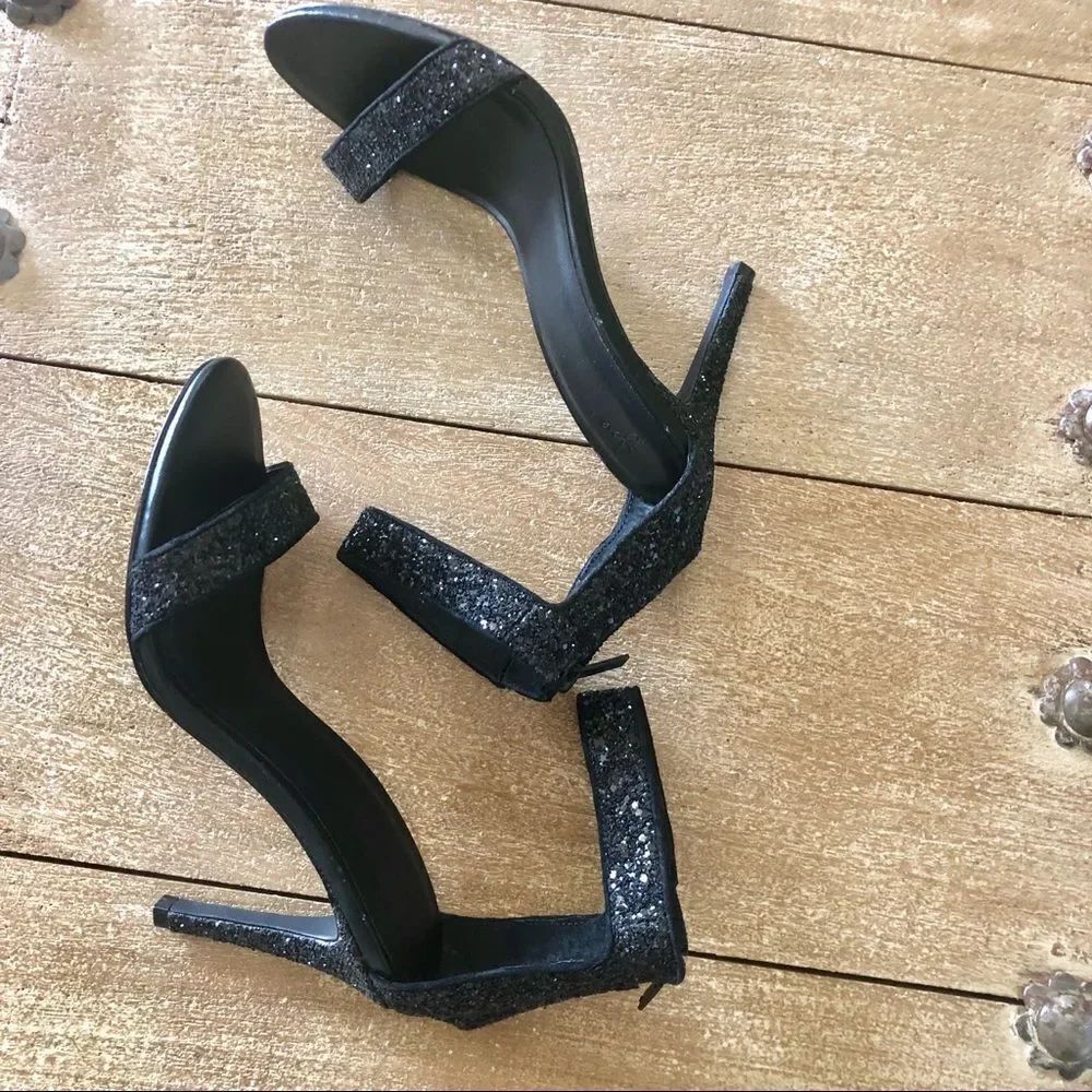 NEW Joie black Adriana glitter strap Sandal 8